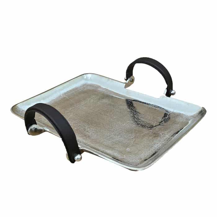 Silver Tray With leather hand 30*40cm