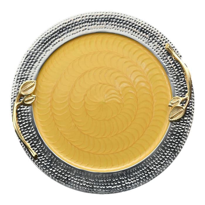 Round Tray Silver and White 50 cm